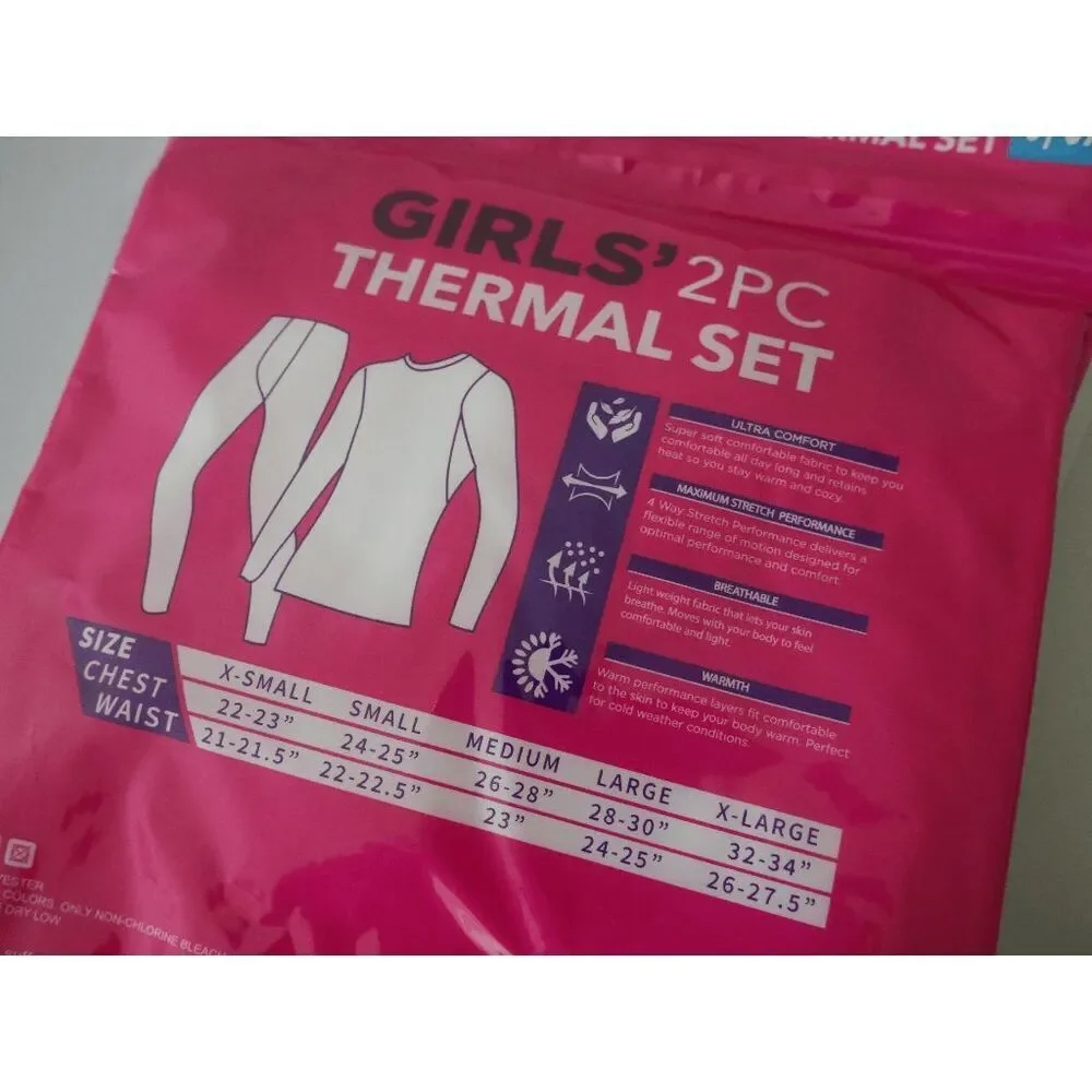 GO UNDER Girls 2PC Thermal Set WHITE Base Layer Ultra-Soft Size S 6/7
